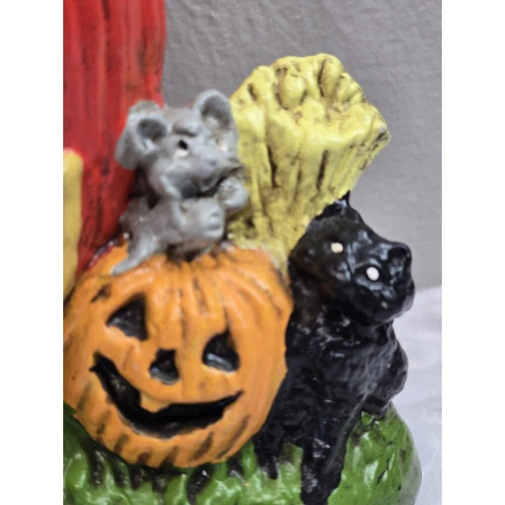 Vintage Halloween Handpainted Ceramic Witch 's  Pumpkin House Modern Lightcraft